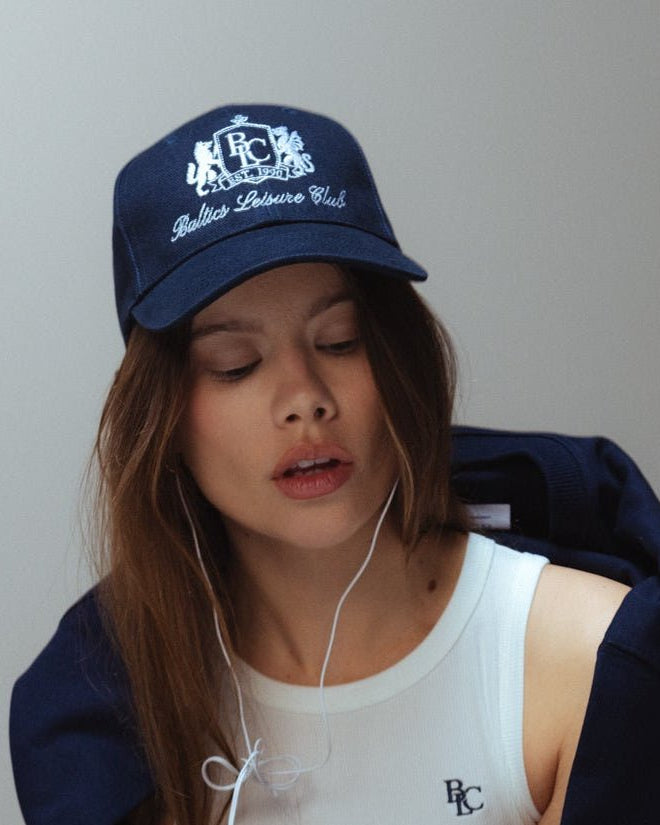 The Club Embroidered Navy Cap - Baltics Leisure Club