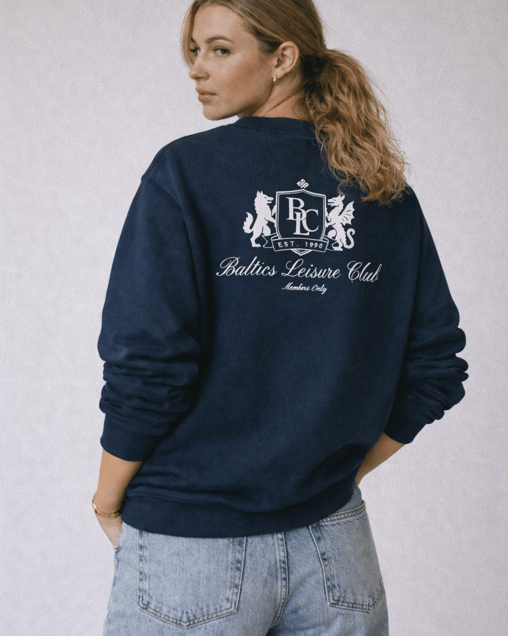 The Club Women Sweatshirt – Navy/White - Baltics Leisure Club