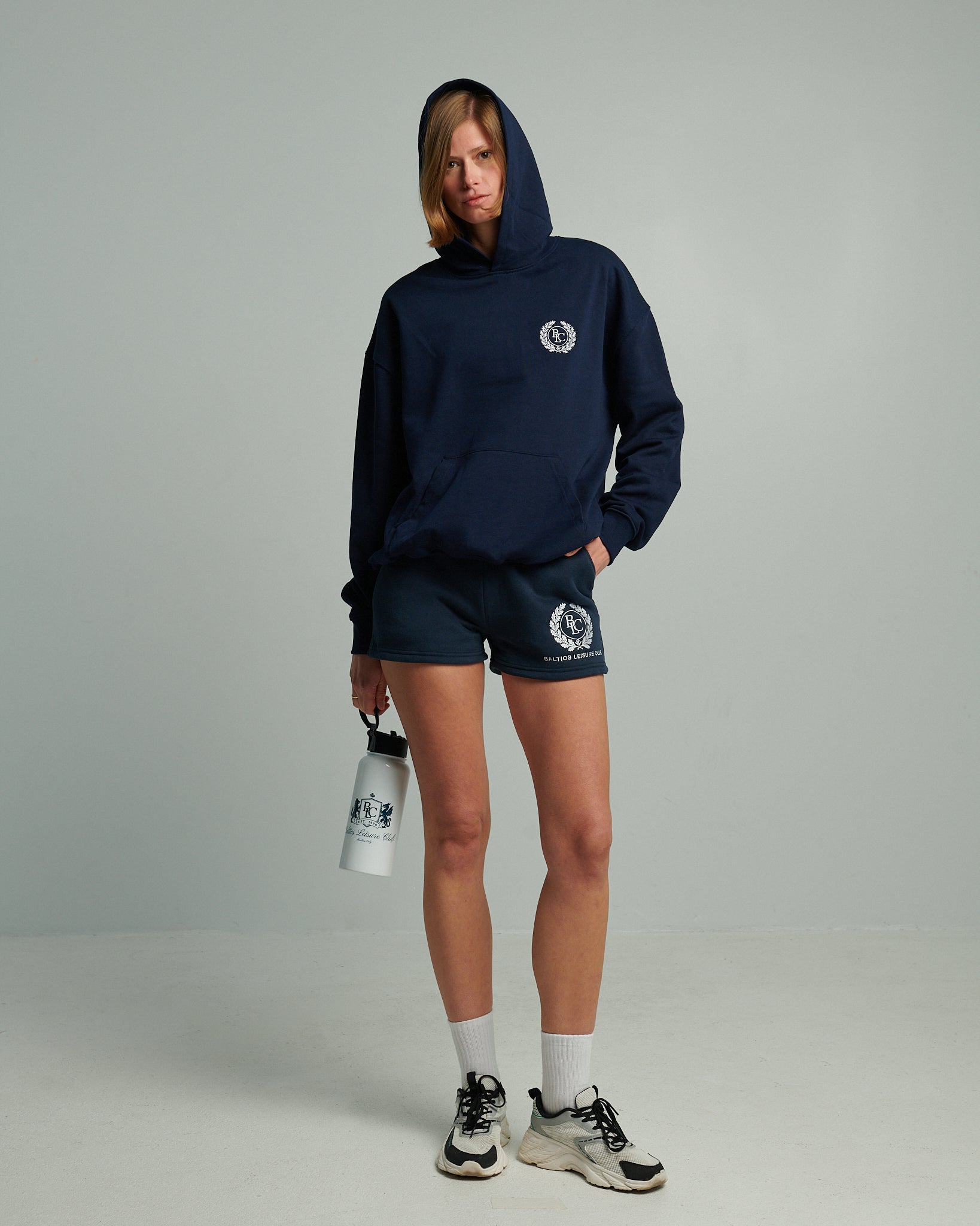 The Heritage Embroidered  Mini Shorts – Navy - Baltics Leisure Club