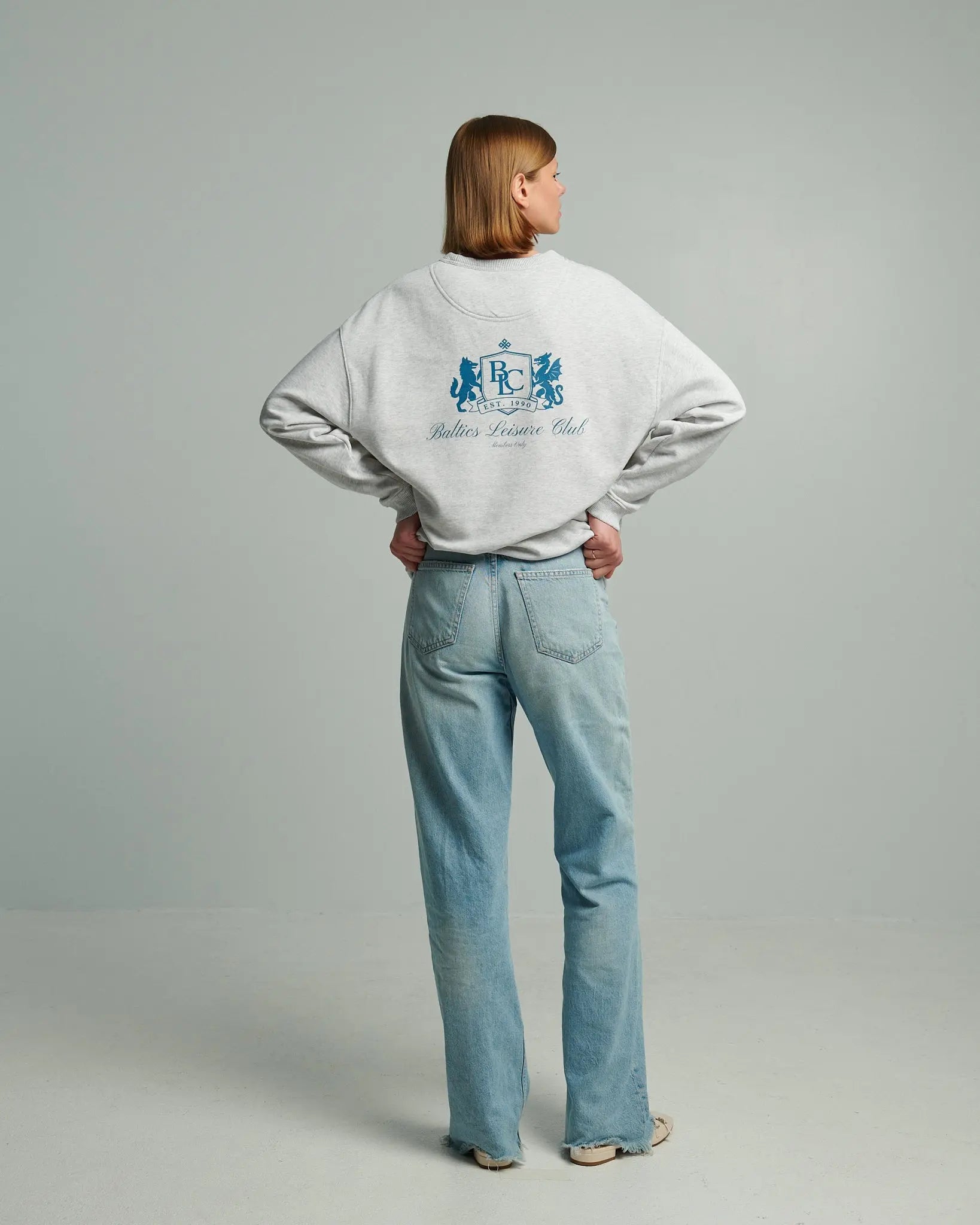 The Club Women Sweatshirt – Cool Heather Grey/ Blue - Baltics Leisure Club