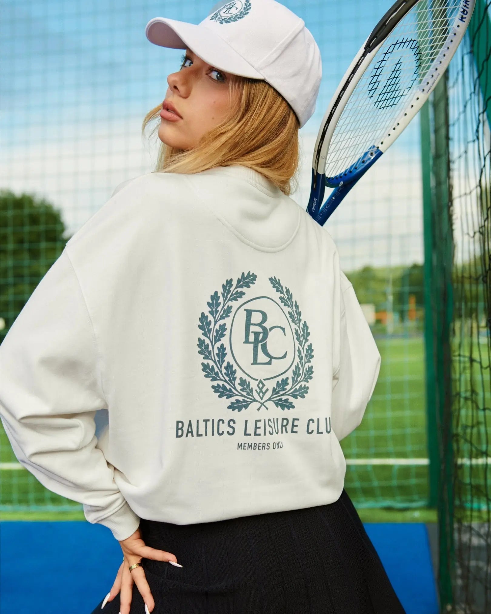 The Heritage Women Sweatshirt – Off White/Blue - Baltics Leisure Club