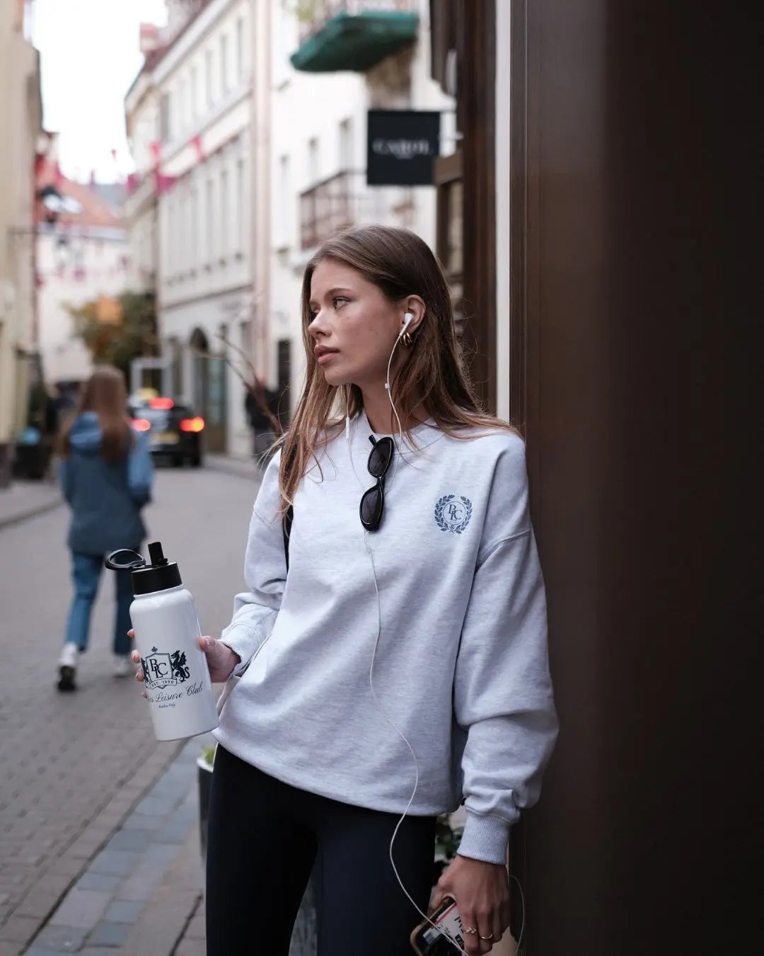 The Heritage Women Sweatshirt – Cool Heather Grey/ Blue - Baltics Leisure Club