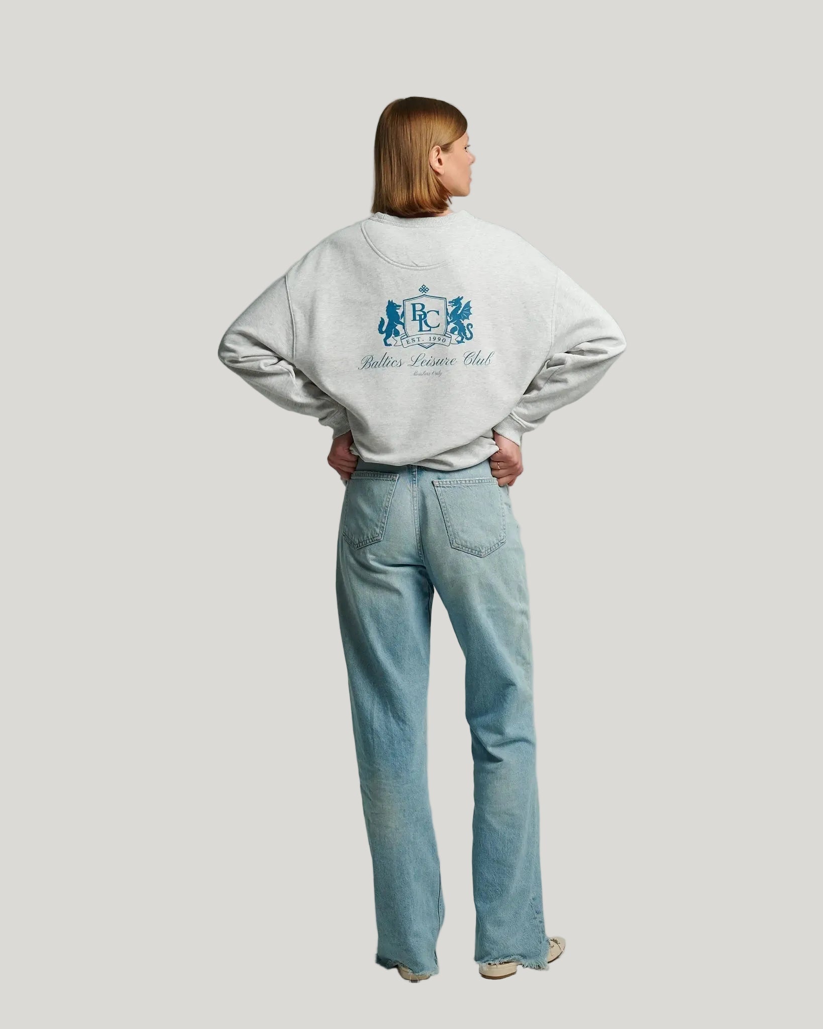 The Club Women Sweatshirt – Cool Heather Grey/ Blue - Baltics Leisure Club