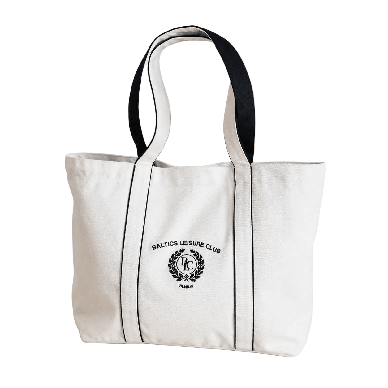 The Heritage Embroidered Tote - White/Navy - Baltics Leisure Club